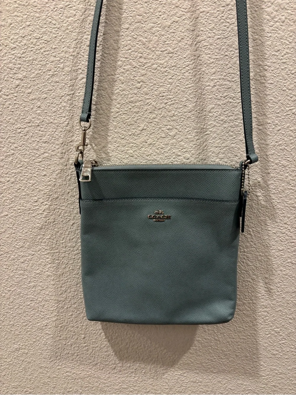 COACH Pebble Leather Crossbody in Sea Glass
